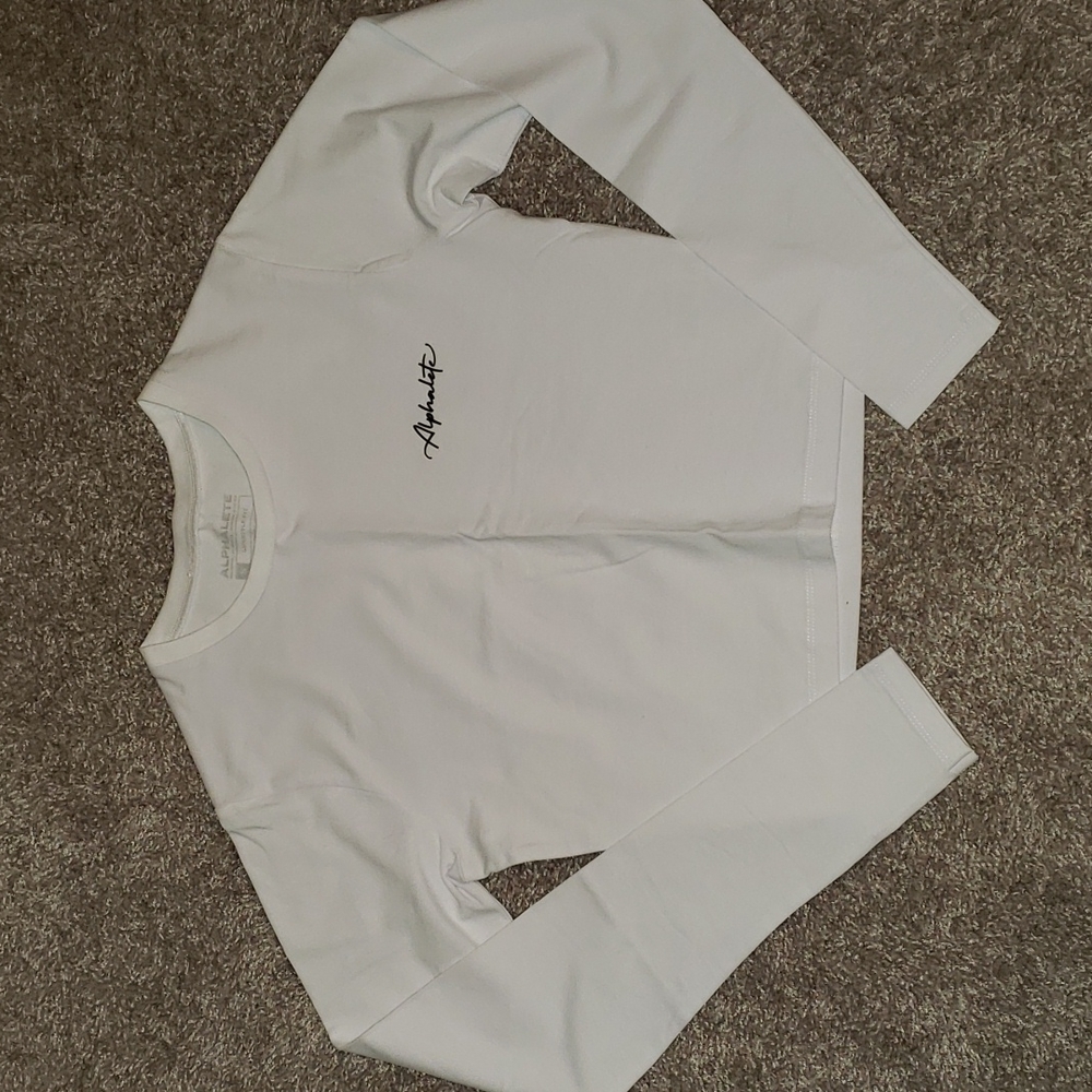 Alphalete fitted crop long sleeve tee - S - White